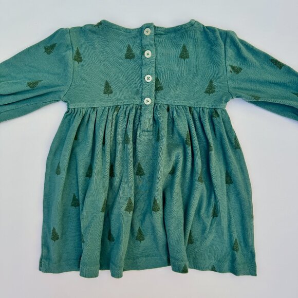 Kate Quinn Holiday Dress + Bow Set | Pine Tree Print | Green | 18–24M - Picture 4 of 10
